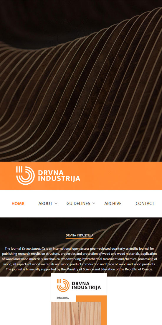 Časopis Drvna industrija | Dizajn i izrada web stranice BERNARDIĆ STUDIO | znanstveni časopis otvorenog pristupa